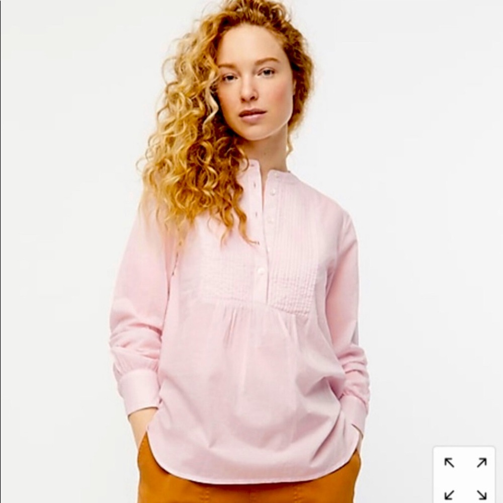 J Crew Tuxedo Inspired Cotton Popover NIB NWT Large ballet pink